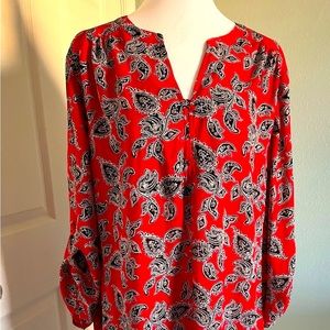✅🌹FADED GLORY 3/4 Floral Paisley Tunic Top Blouse.